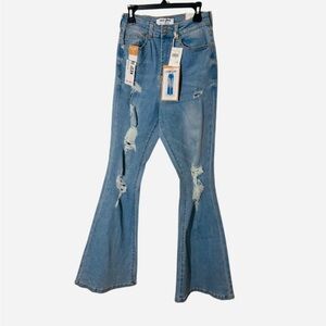 Wax Jean Blue Flare Wide Leg Jeans